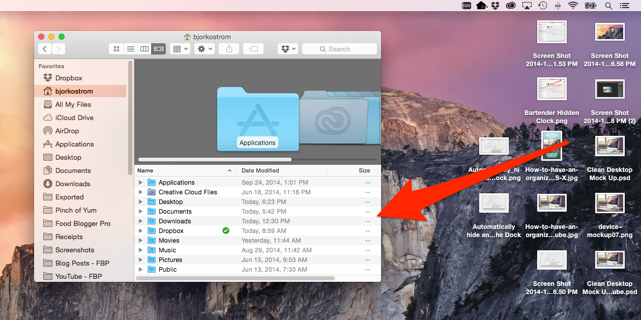 屏幕截图桌面文件夹和箭头指向显示将项目移入文件夹