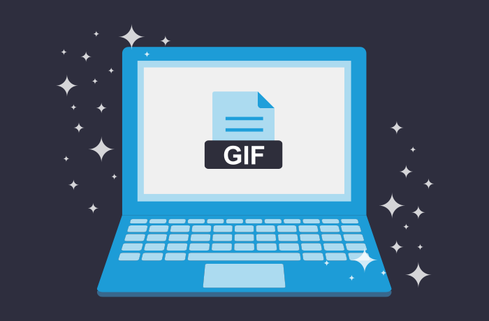 蓝笔记本电脑前黑背景图标读出GIF