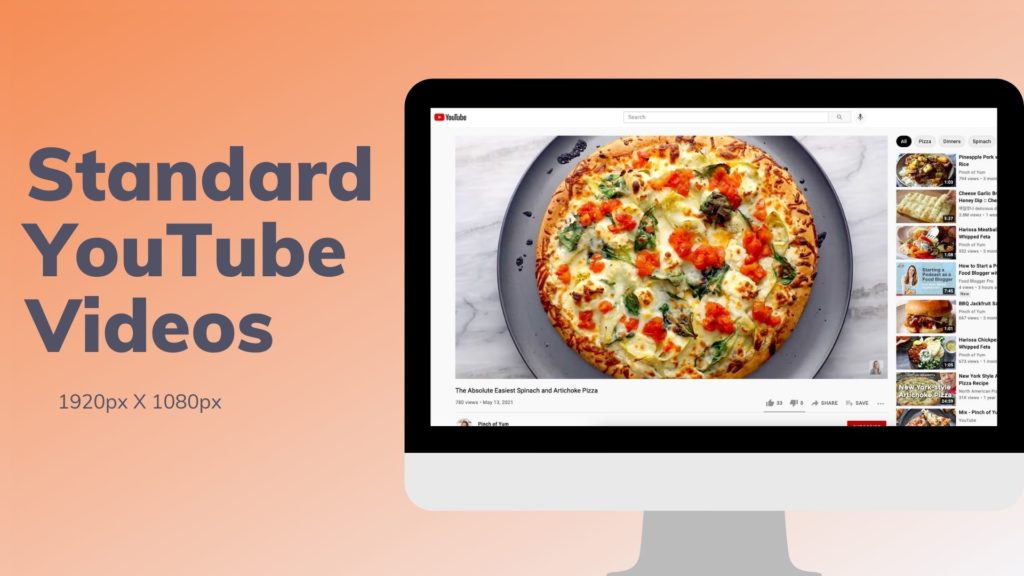 标准YouTube视频实例和标准YouTube视频推荐视频尺寸