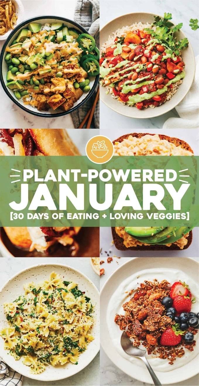 6以植物为基础的美食图片读作“Plant-Powered1月(30天吃+爱Veggies